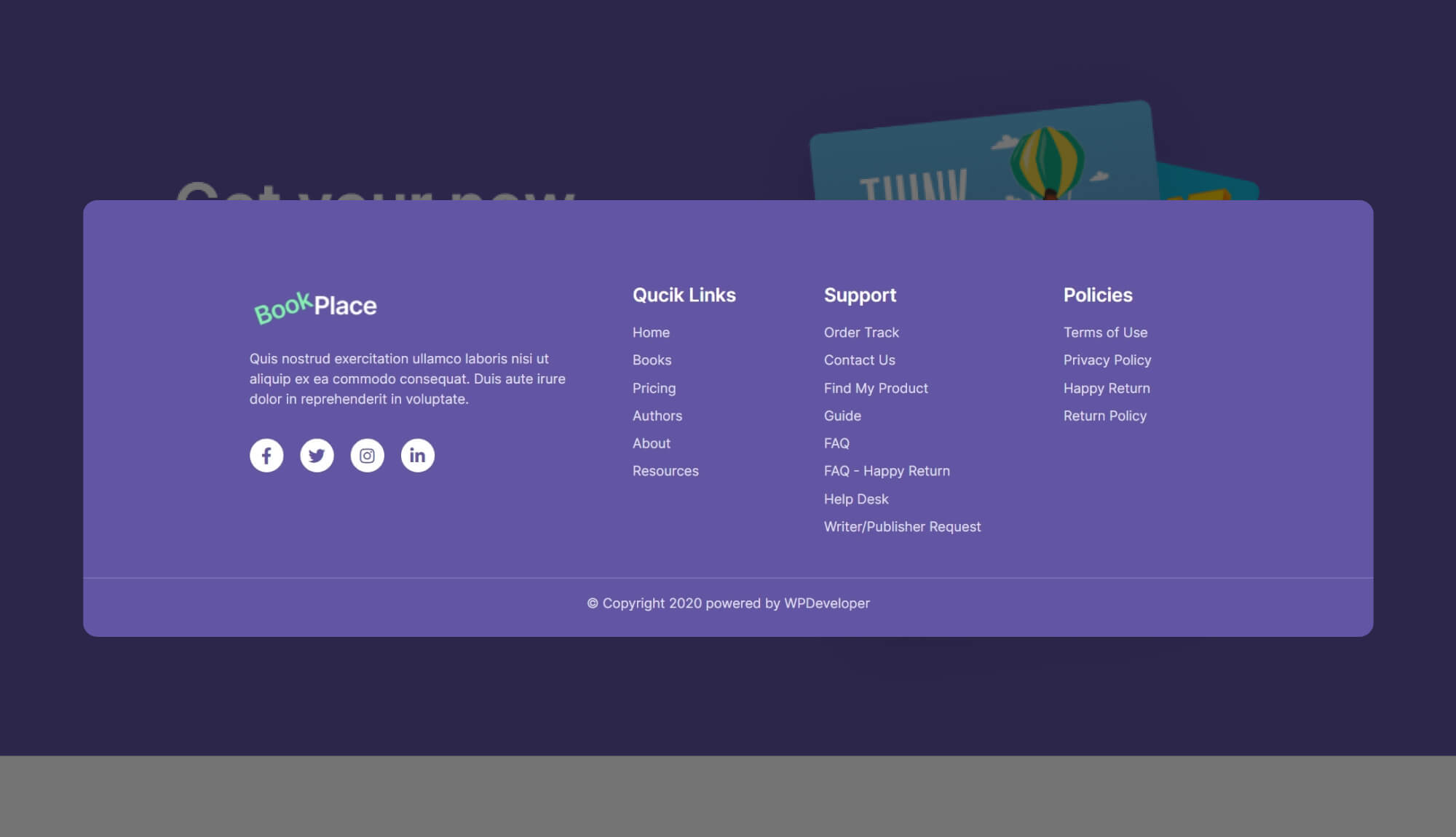 BookPlace - Bookstore Template Pack For Elementor Footer | Templately