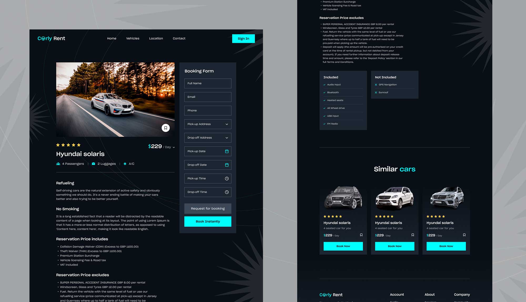 Carly Car Rental Website Template Vehicle Details Page Templately