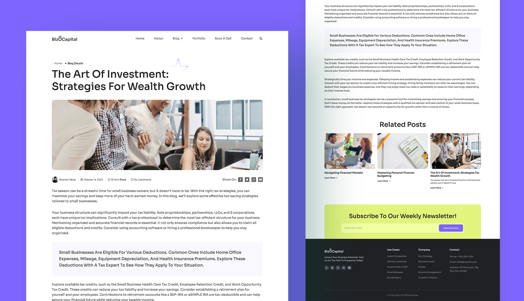 BizOCapital - Financial Service Website Template Single Post Page ...