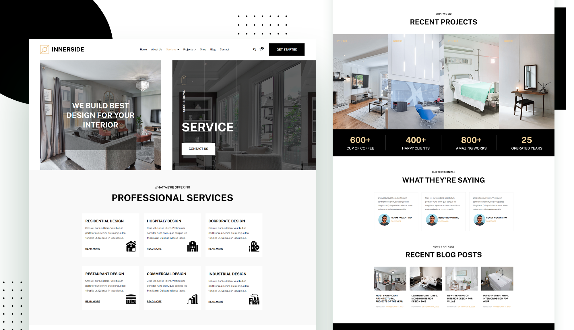 InnerSide - Interior Design Website Template For Gutenberg Services ...