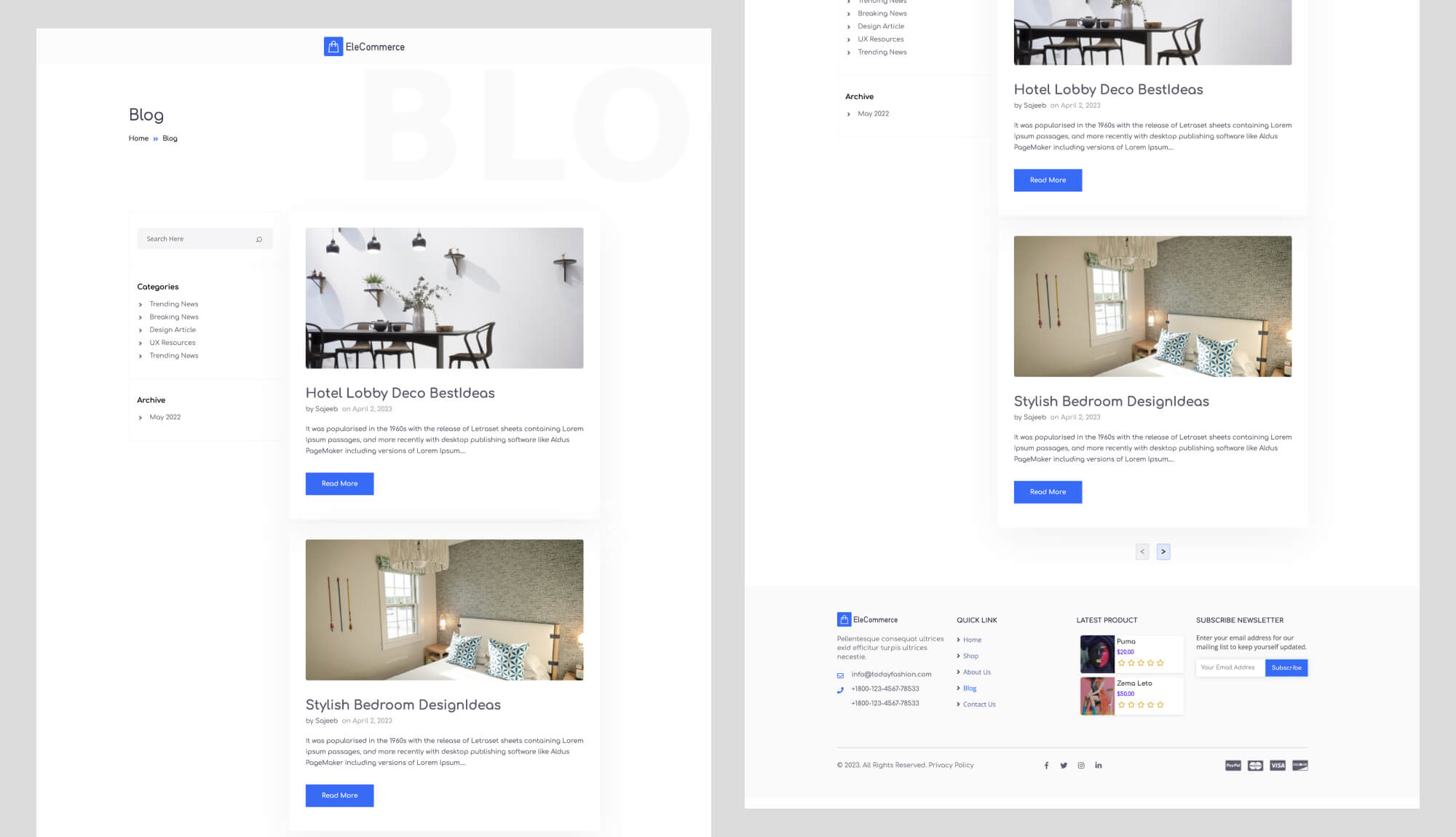 EleCommerce - eCommerce Website Template For Gutenberg Blog Page ...