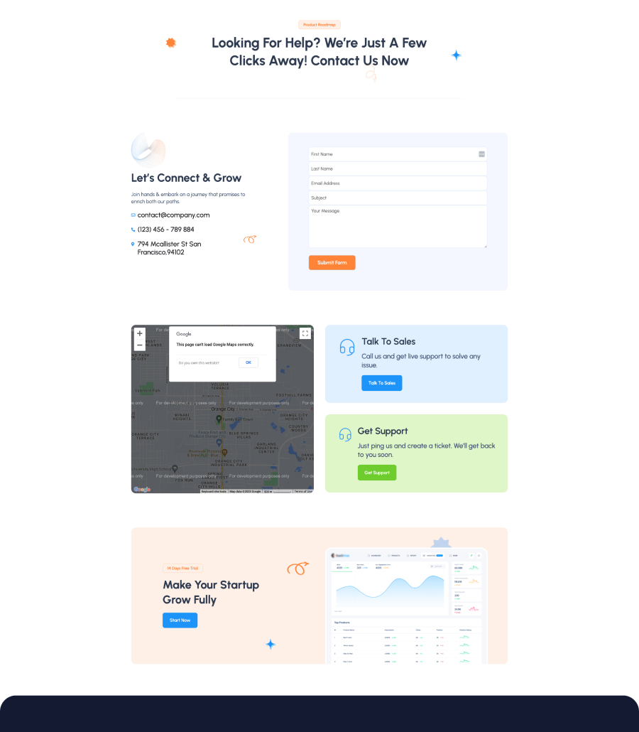 SaaStrive contact page design
