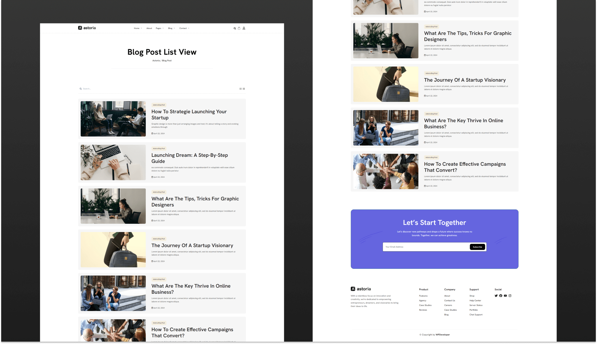 Astoria - Multipurpose Website Template for Elementor Blog List Page ...