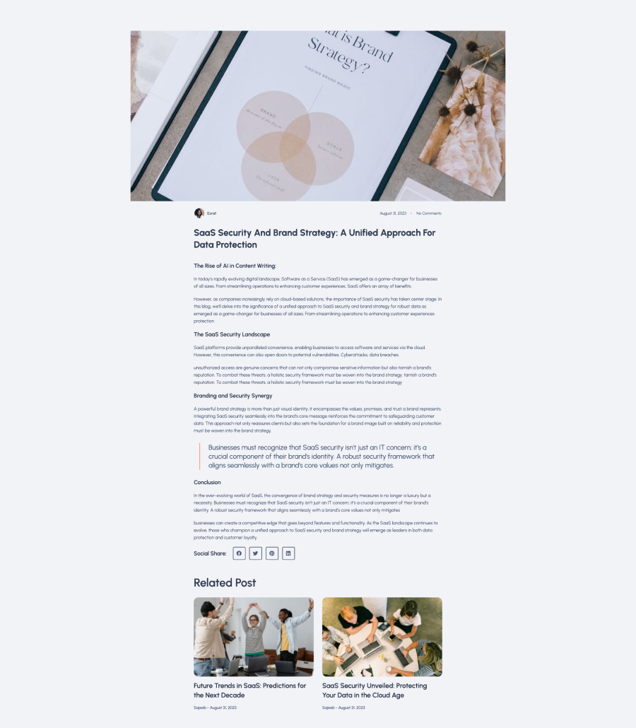 SaaStrive blog details page design