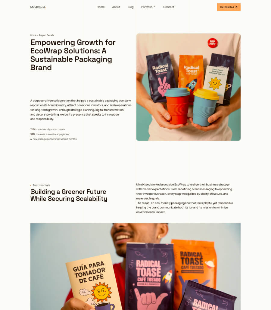 MindXtend portfolio details page design