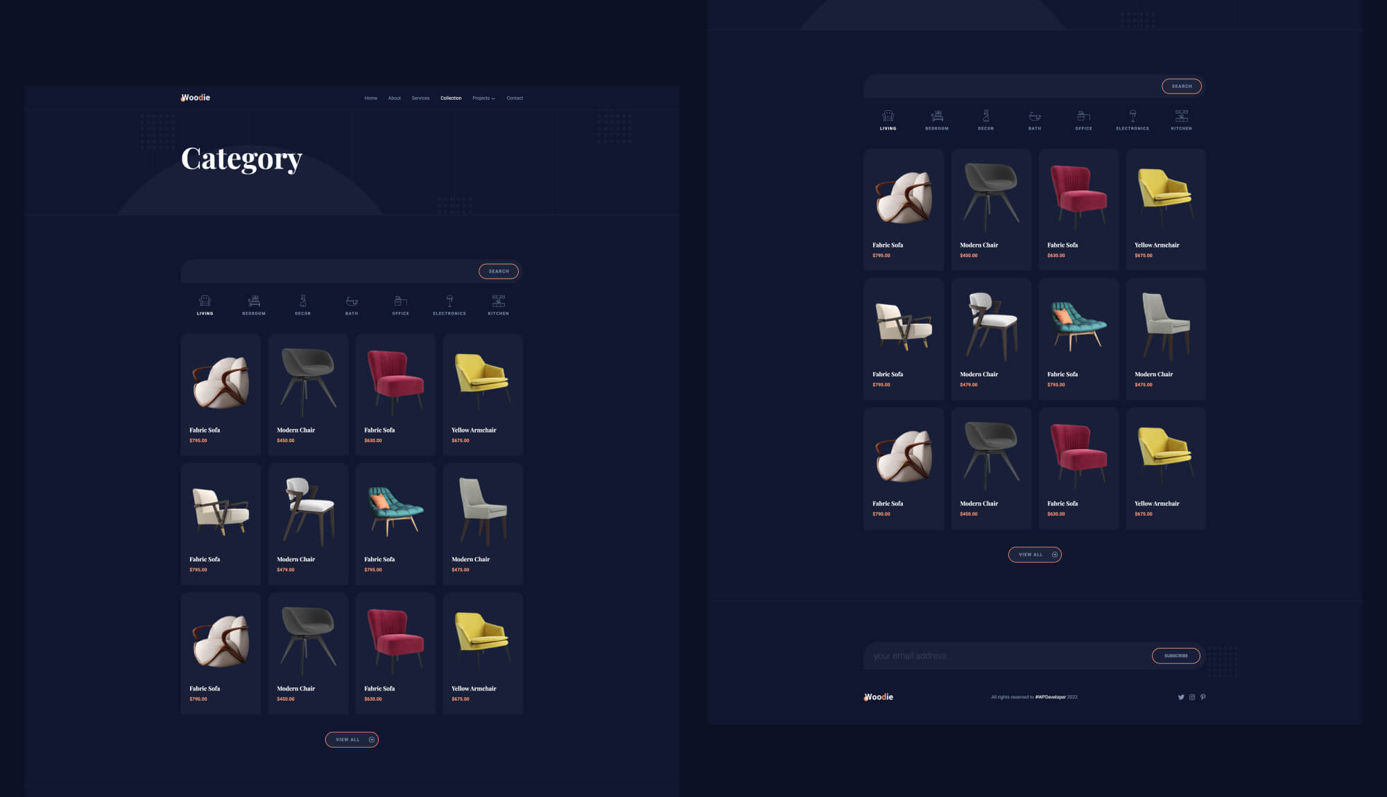 Woodie - Furniture Shop Template For Gutenberg Collection Page | Templately