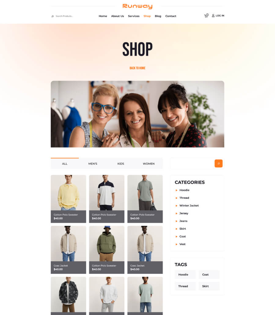 Runway Buying House Template For Gutenberg Shop Page Templately