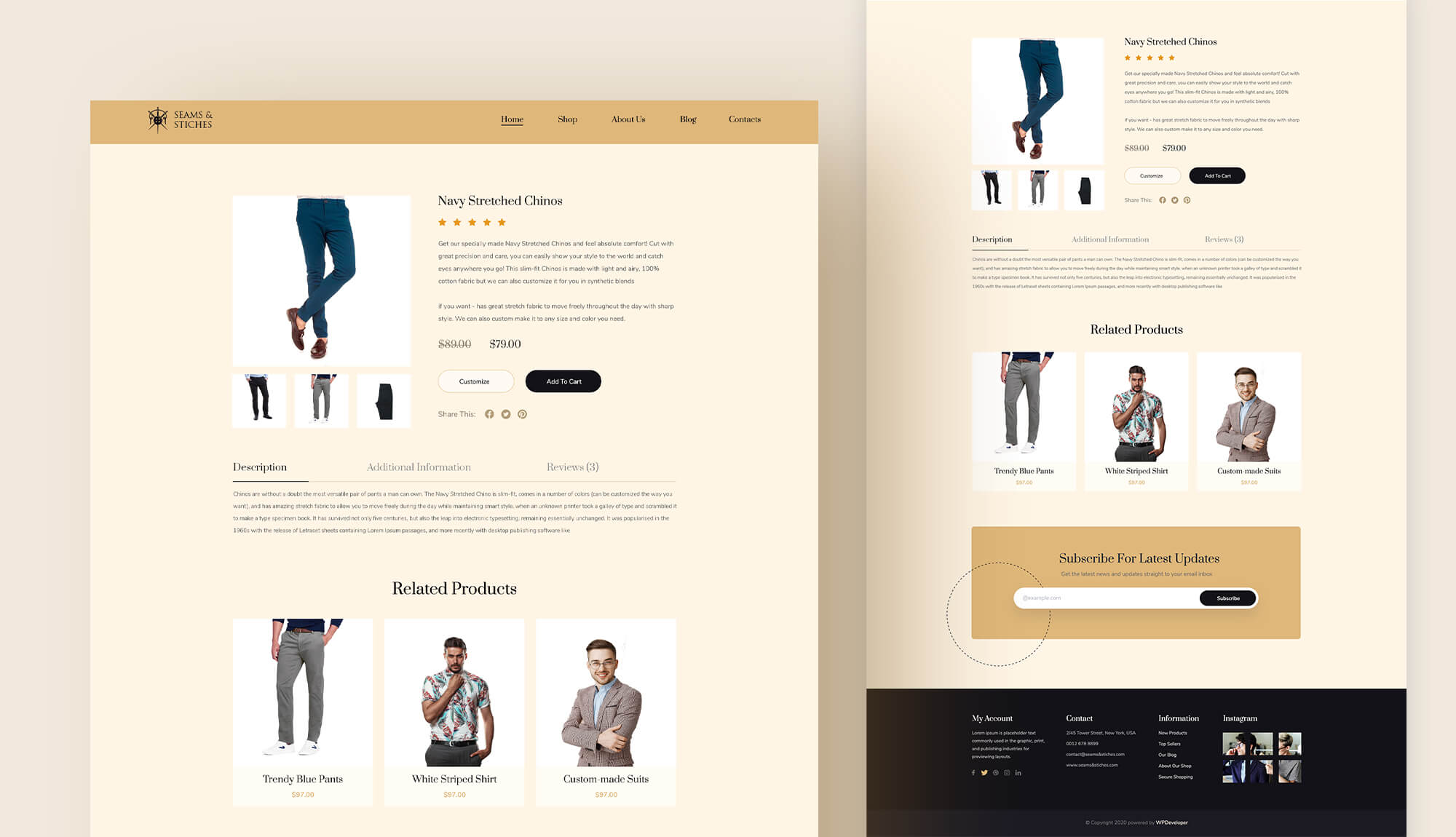Seams & Stitches - Tailor Shop Website Template Single Product Page ...