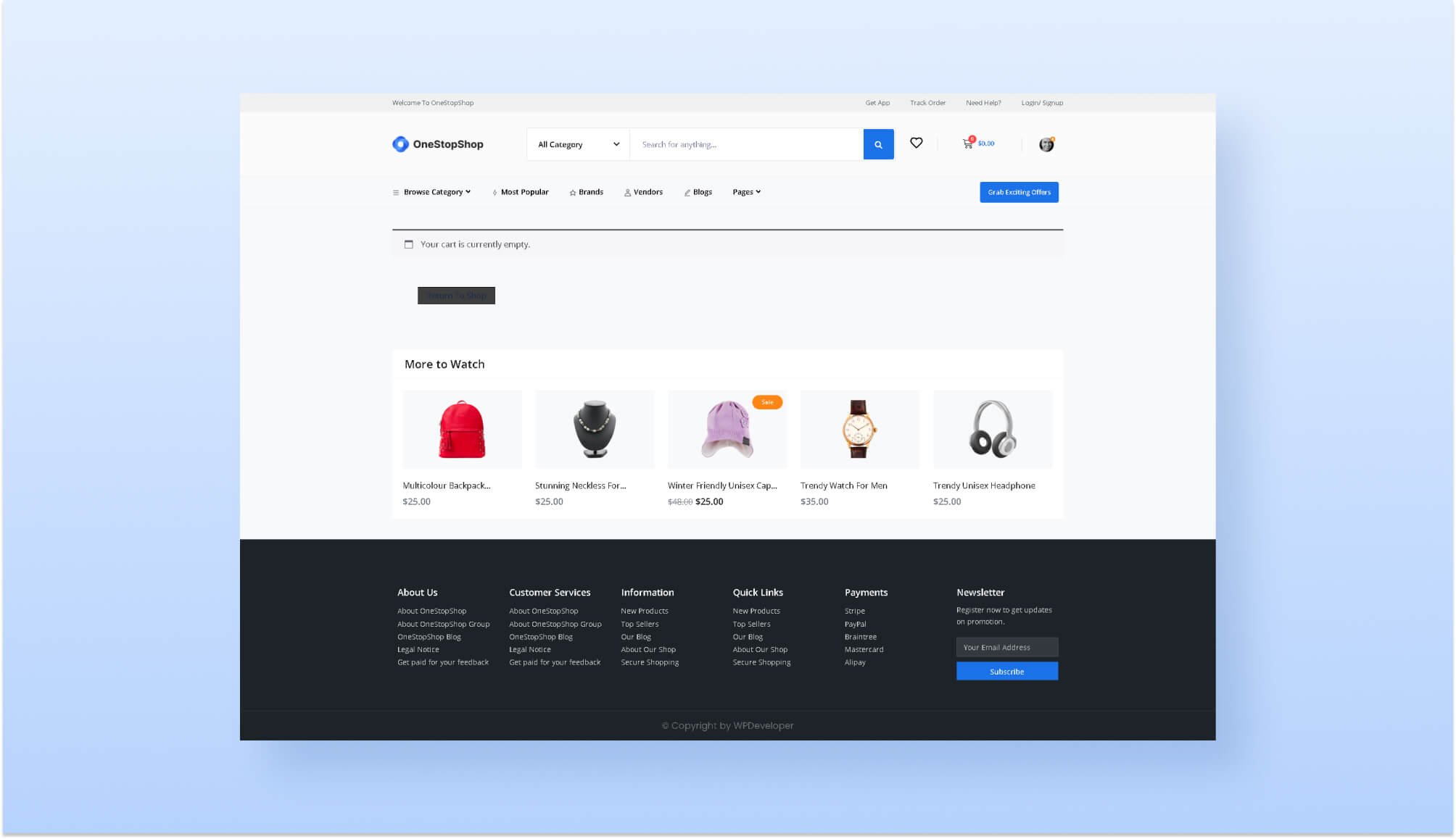 OneStopShop - Multipurpose WooCommerce Template For Elementor Cart Page ...