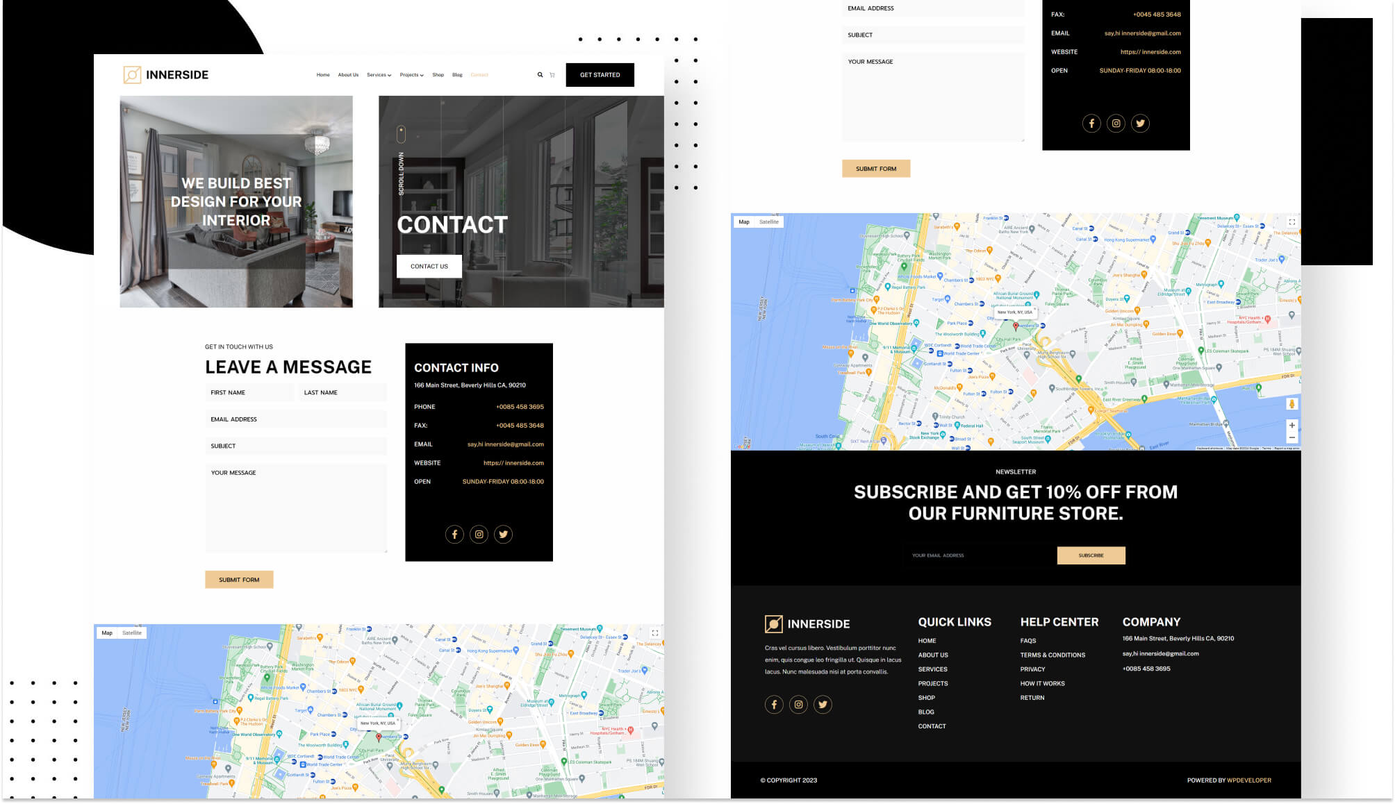 InnerSide - Interior Design Website Template For Gutenberg Contact Page ...