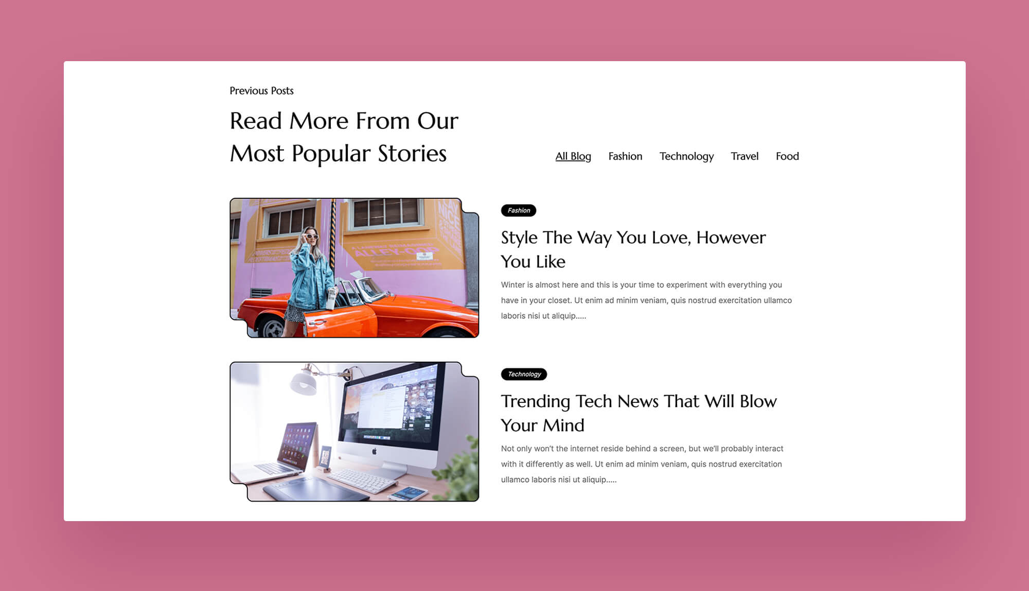 Magazinely fashion lifestyle blogging website posts by category