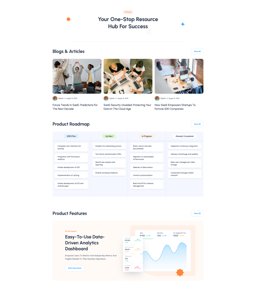 SaaStrive resource page design