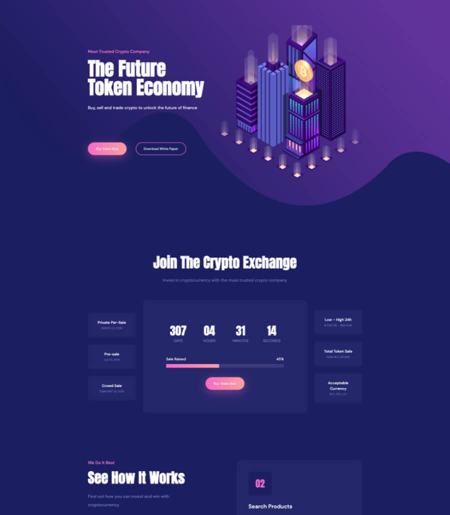 CryptoCurrency - Landing Page For Gutenberg | Templately