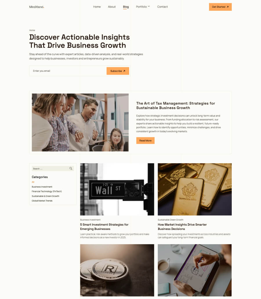 MindXtend blog page design