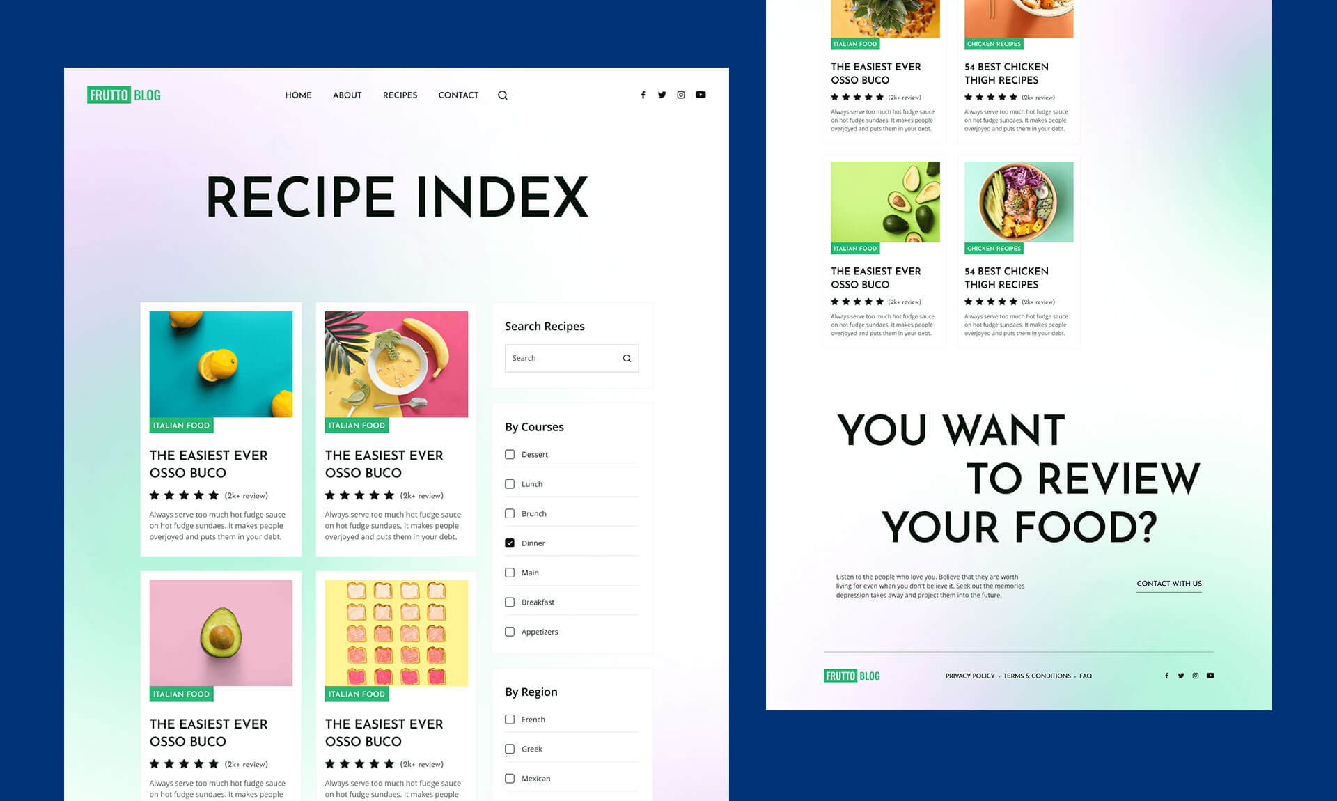 Frutto - Online Food Blog Template Recipe Page | Templately | Templately