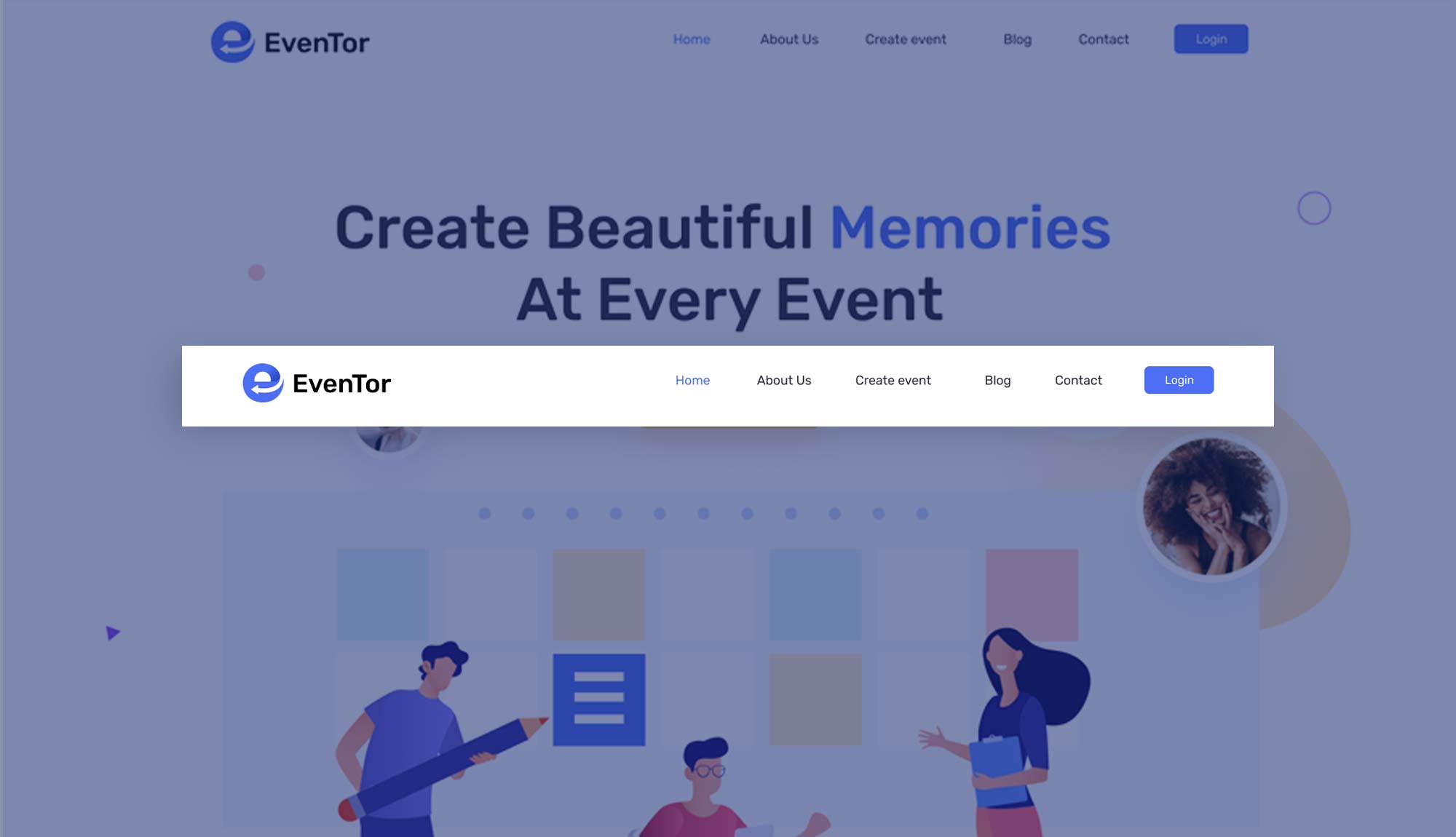 EvenTor - Event Management Website Template Header | Templately