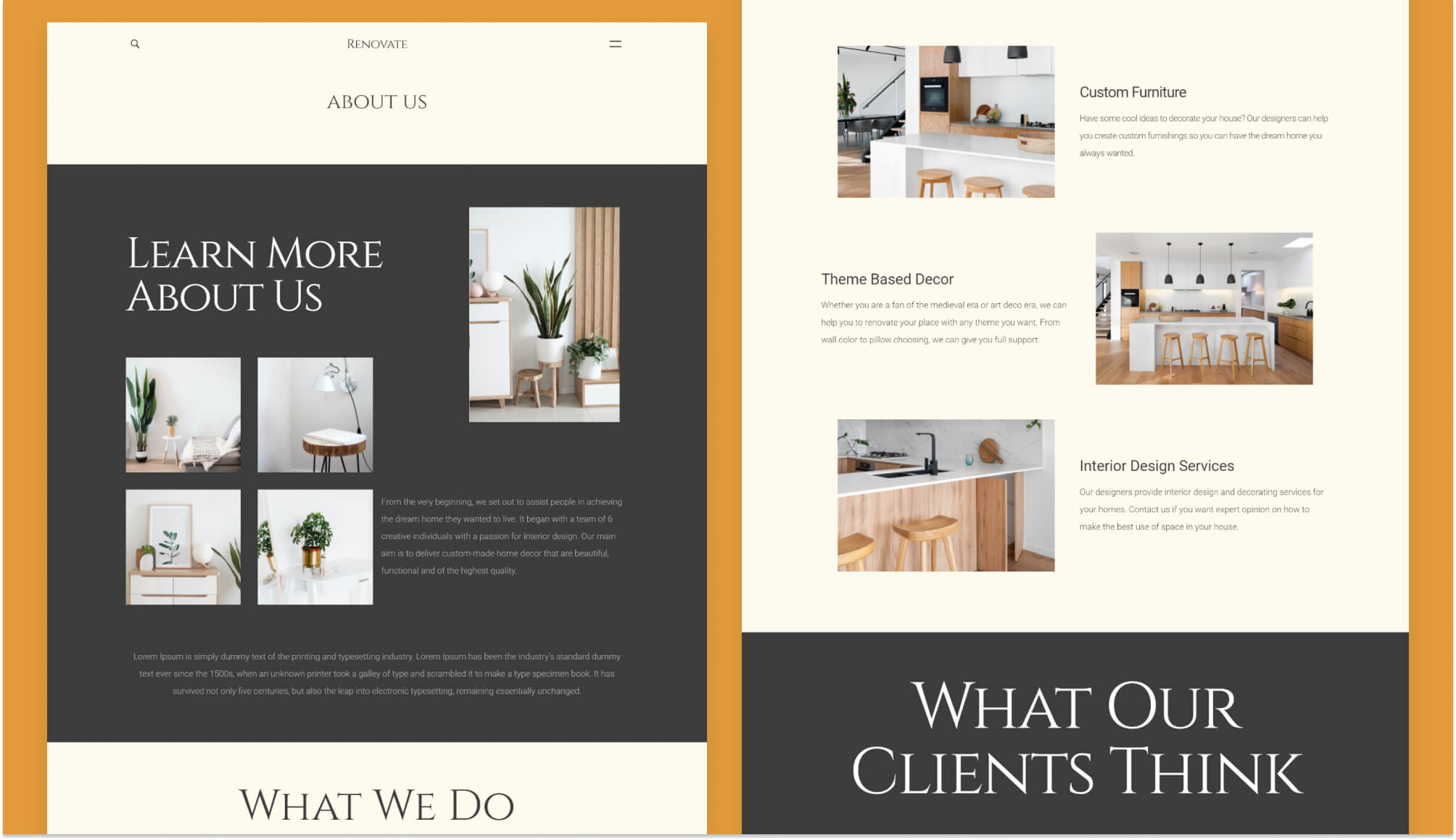 Renovate - Home Decor Website Template For Gutenberg About Us Page ...