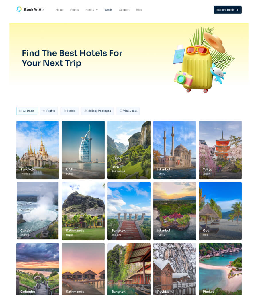 BookAnAir deals page design