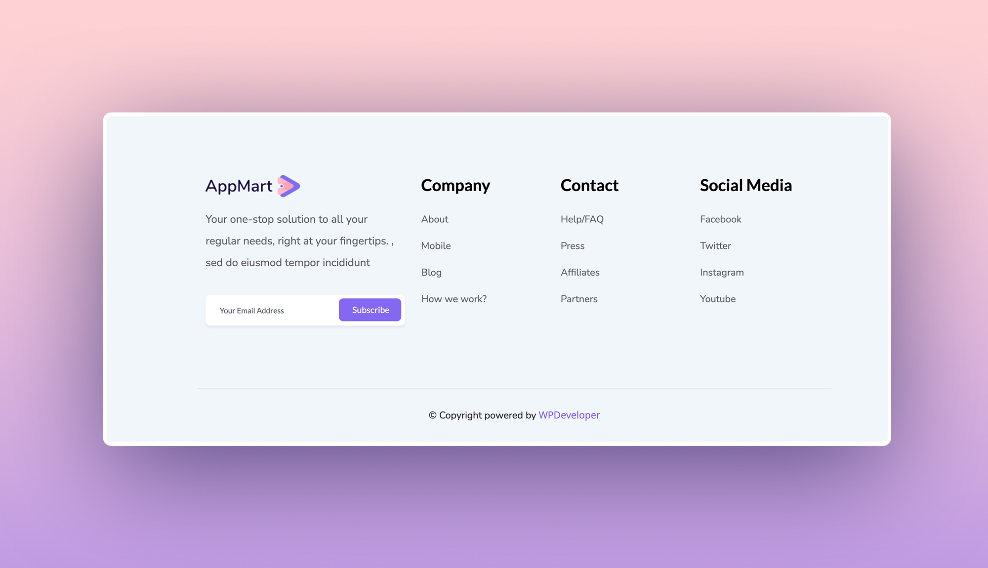 AppMart - App Landing Pages Template For Gutenberg Footer Section ...