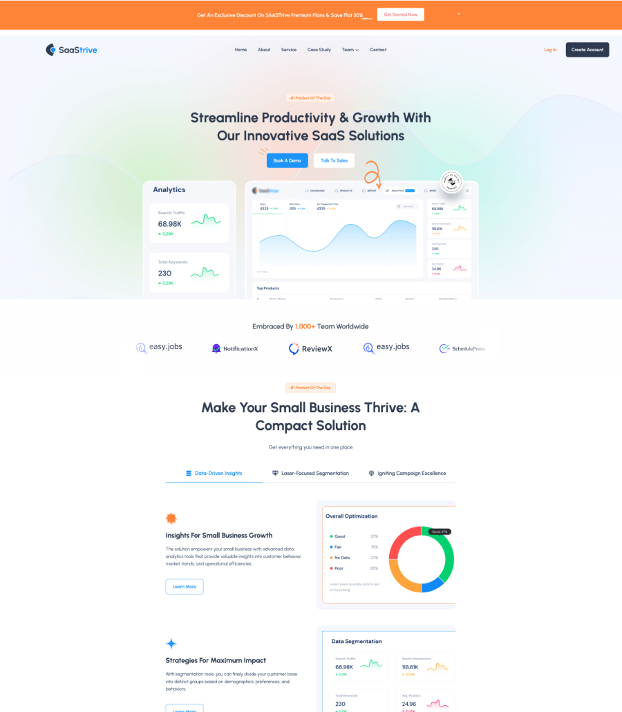 SaaStrive home page design