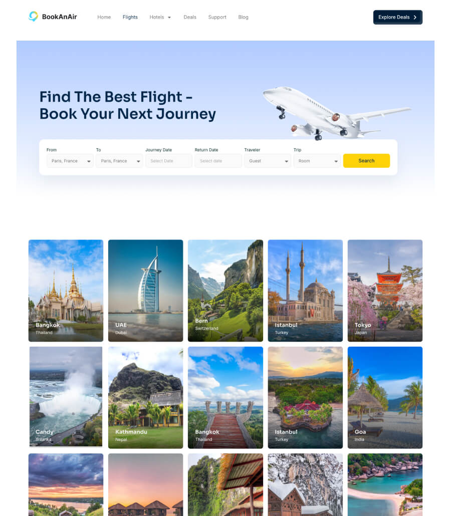BookAnAir flight page design