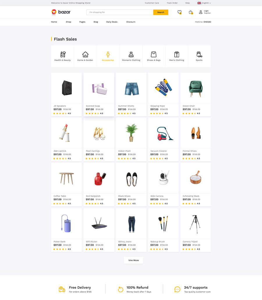 Bazar Multi Vendor Website Template Templately