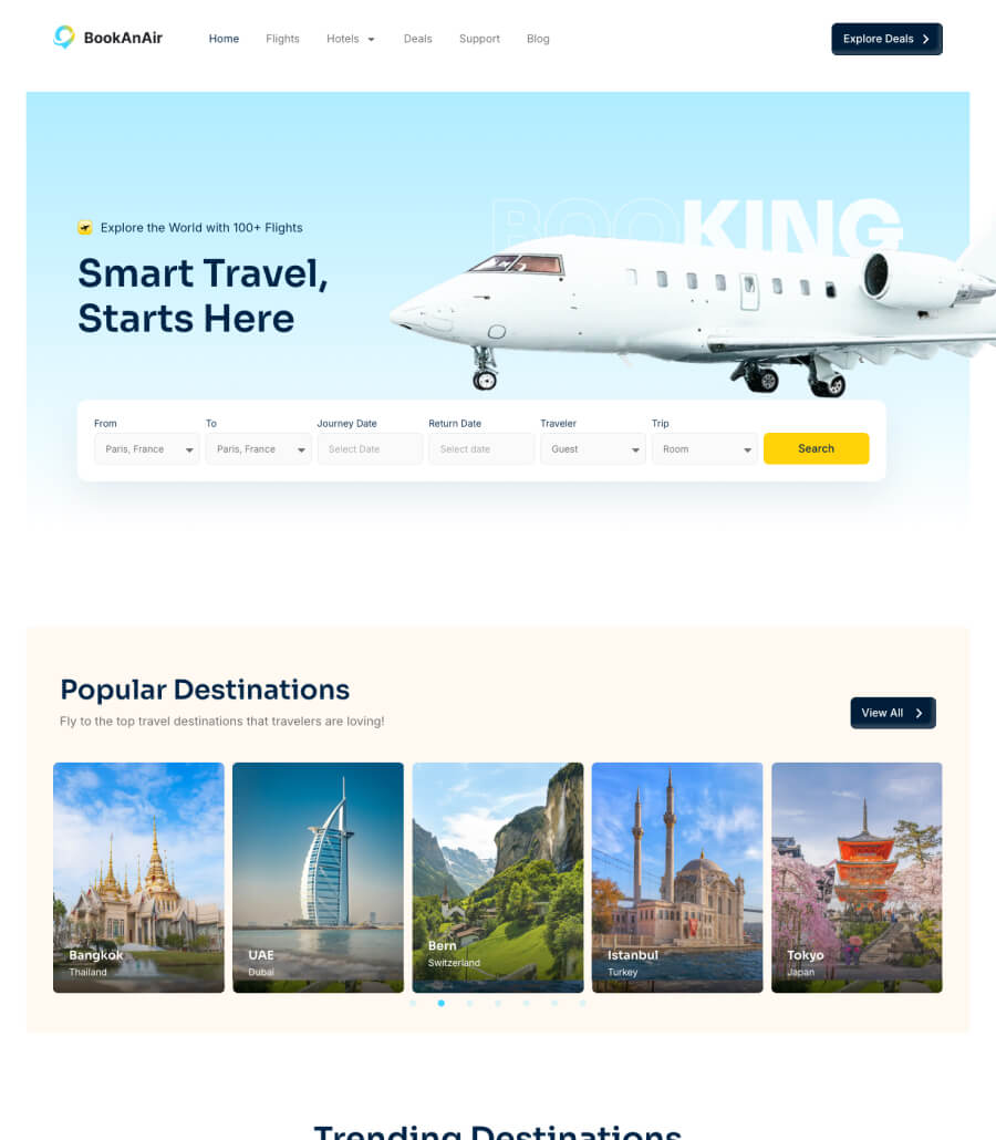 BookAnAir home page design