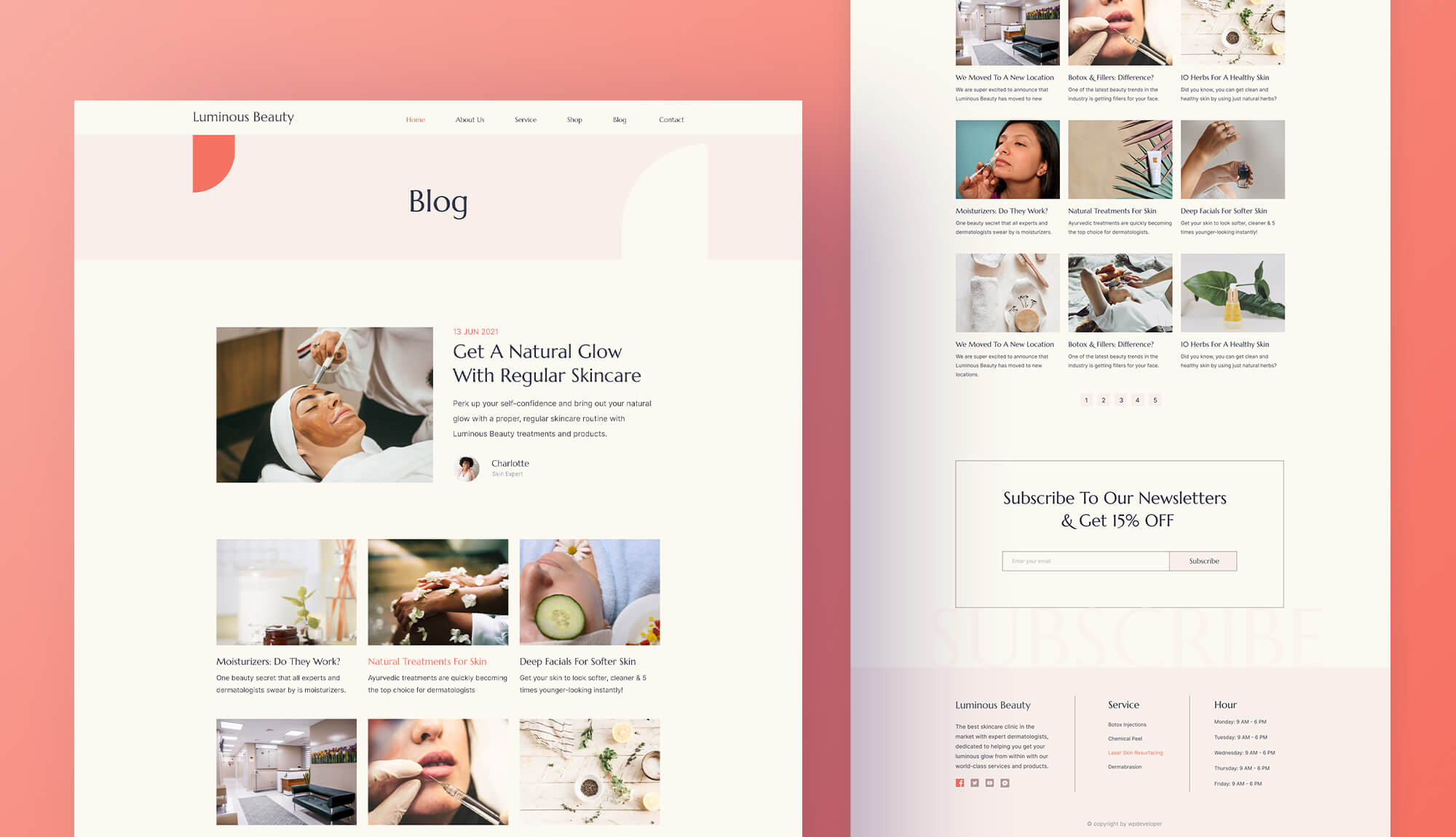 Luminous Beauty - Skin Care Website Template Blog Page | Templately ...