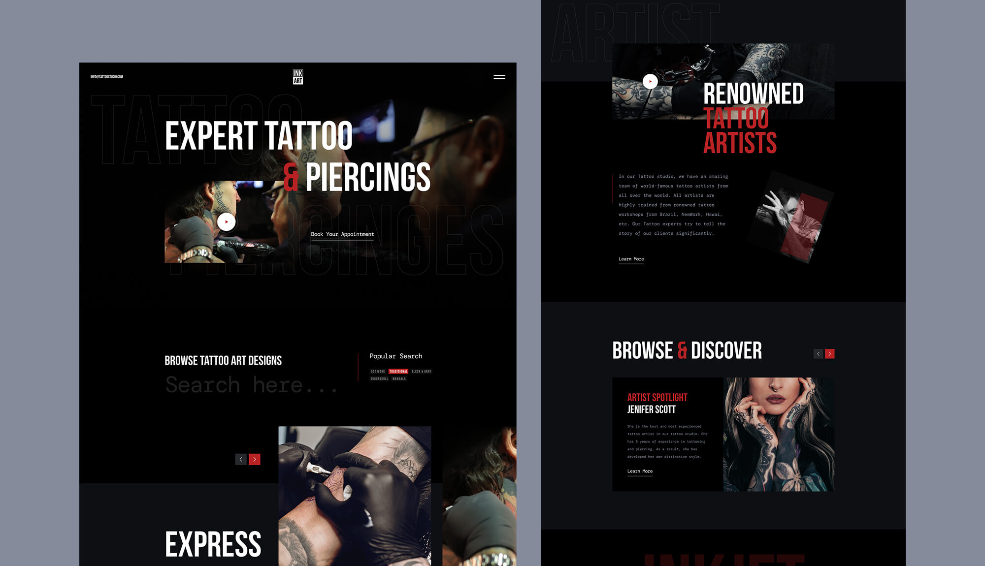 Ink Art Tattoo Studio Website Template Templately
