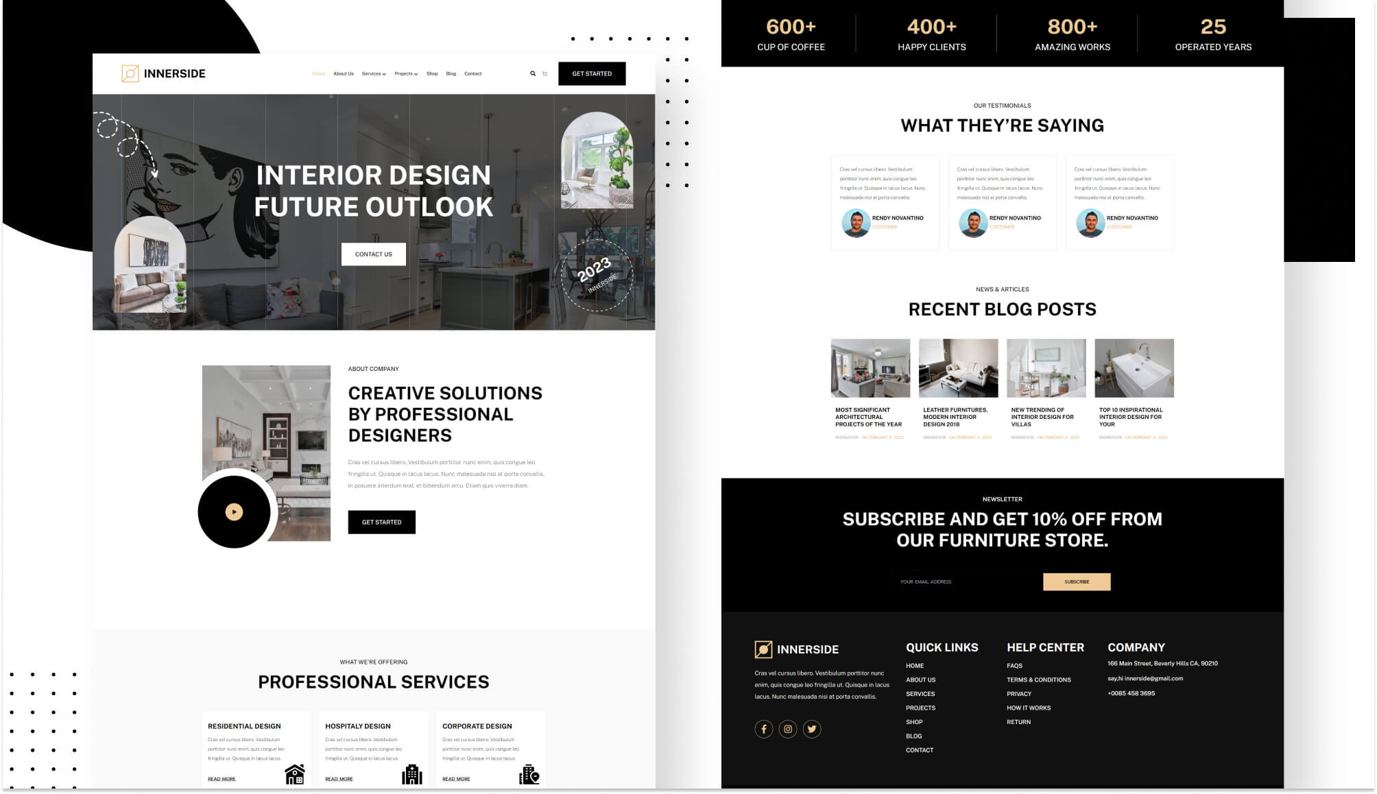 InnerSide - Interior Design Website Template For Gutenberg | Templately ...
