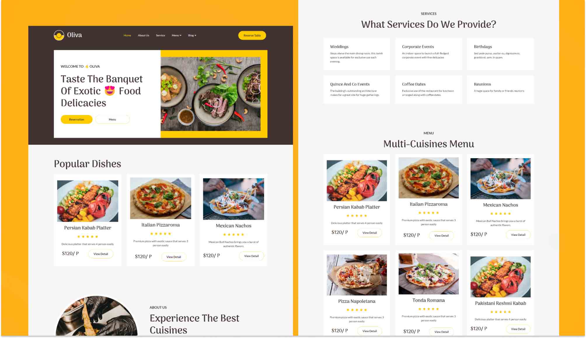Oliva - Fine Dining Restaurant Website | Templately