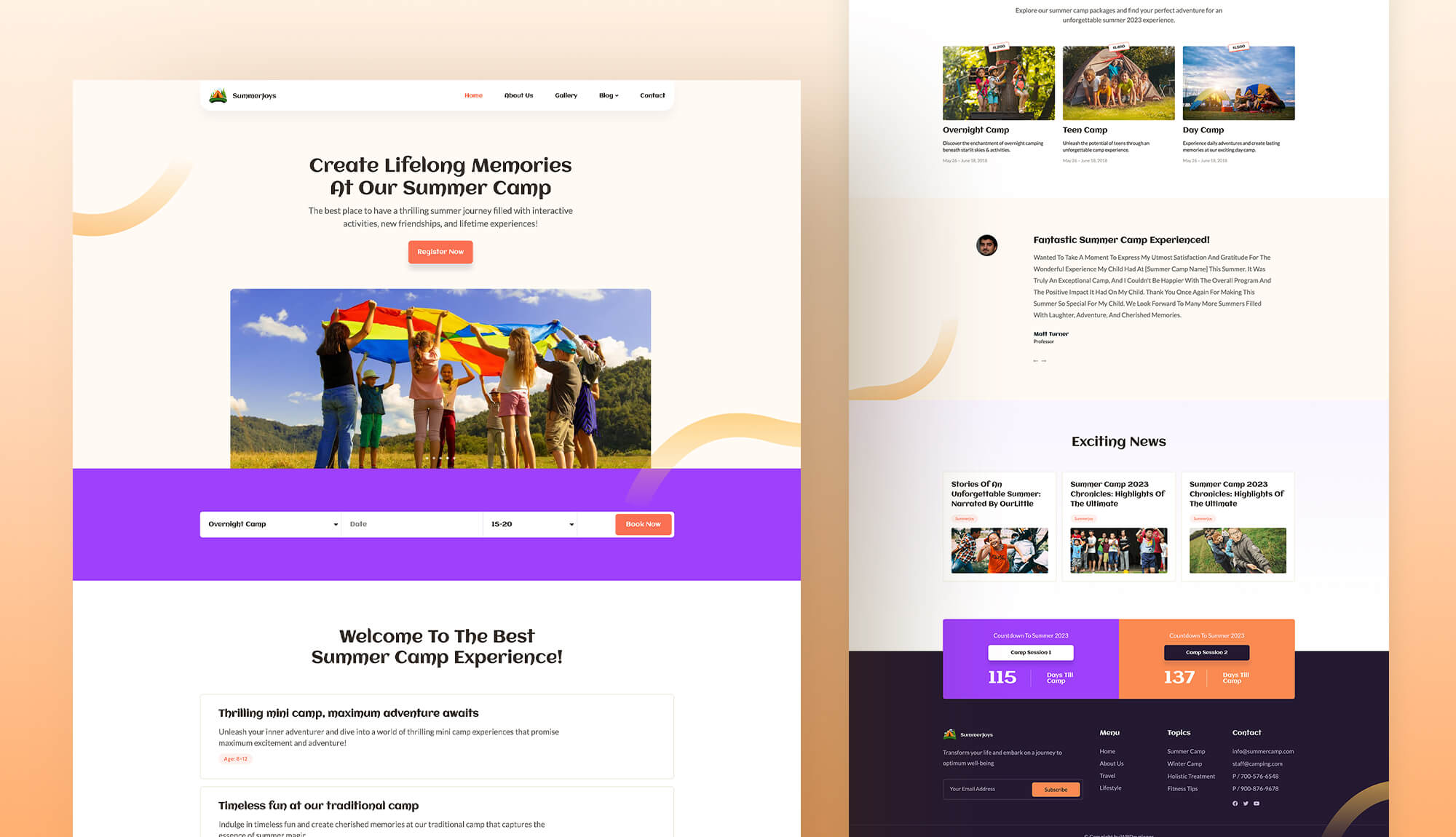 SummerJoy Summer Camp Website Template For Gutenberg Templately