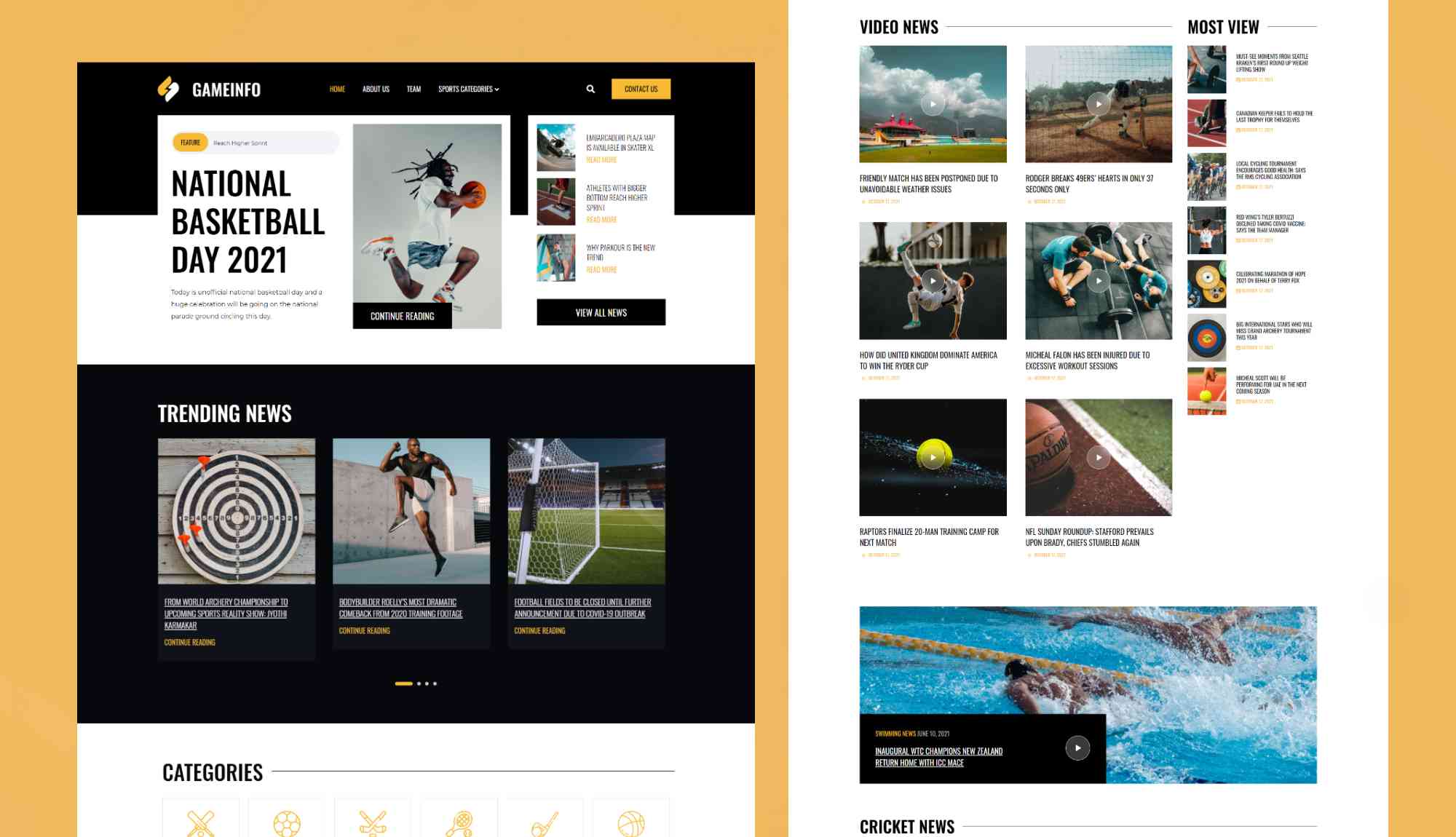 GameInfo Sports News site Templately